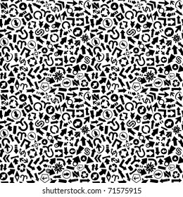 Arrow background. Semless maze pattern with different arrow signs - direction, road signs, recycle.