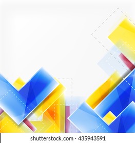 Arrow background. Vector web brochure, internet flyer, wallpaper or cover poster design. Geometric style, colorful realistic glossy arrow shapes with copyspace. Directional idea banner