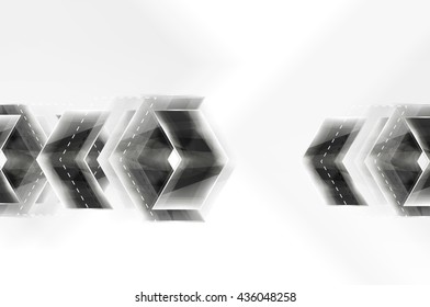 Arrow background. Vector web brochure, internet flyer, wallpaper or cover poster design. Geometric style, colorful realistic glossy arrow shapes with copyspace. Directional idea banner