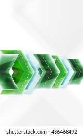 Arrow background. Vector web brochure, internet flyer, wallpaper or cover poster design. Geometric style, colorful realistic glossy arrow shapes with copyspace. Directional idea banner