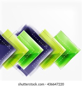 Arrow background. Vector web brochure, internet flyer, wallpaper or cover poster design. Geometric style, colorful realistic glossy arrow shapes with copyspace. Directional idea banner