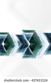 Arrow background. Vector web brochure, internet flyer, wallpaper or cover poster design. Geometric style, colorful realistic glossy arrow shapes with copyspace. Directional idea banner