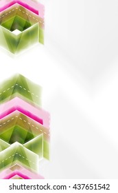Arrow background. Vector web brochure, internet flyer, wallpaper or cover poster design. Geometric style, colorful realistic glossy arrow shapes with copyspace. Directional idea banner