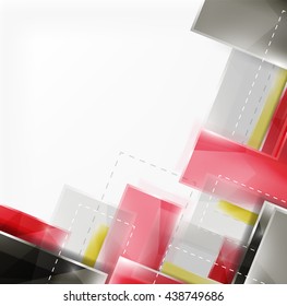 Arrow background. Vector web brochure, internet flyer, wallpaper or cover poster design. Geometric style, colorful realistic glossy arrow shapes with copyspace. Directional idea banner