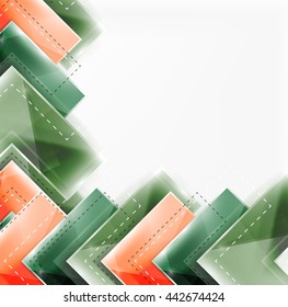 Arrow background. Vector web brochure, internet flyer, wallpaper or cover poster design. Geometric style, colorful realistic glossy arrow shapes with copyspace. Directional idea banner