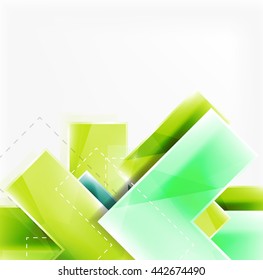Arrow background. Vector web brochure, internet flyer, wallpaper or cover poster design. Geometric style, colorful realistic glossy arrow shapes with copyspace. Directional idea banner