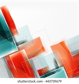 Arrow background. Vector web brochure, internet flyer, wallpaper or cover poster design. Geometric style, colorful realistic glossy arrow shapes with copyspace. Directional idea banner