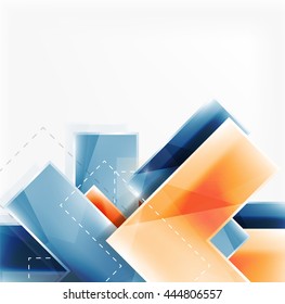 Arrow background. Vector web brochure, internet flyer, wallpaper or cover poster design. Geometric style, colorful realistic glossy arrow shapes with copyspace. Directional idea banner