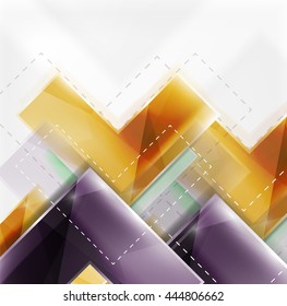 Arrow background. Vector web brochure, internet flyer, wallpaper or cover poster design. Geometric style, colorful realistic glossy arrow shapes with copyspace. Directional idea banner