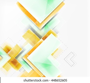 Arrow background. Vector web brochure, internet flyer, wallpaper or cover poster design. Geometric style, colorful realistic glossy arrow shapes with copyspace. Directional idea banner