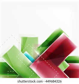 Arrow background. Vector web brochure, internet flyer, wallpaper or cover poster design. Geometric style, colorful realistic glossy arrow shapes with copyspace. Directional idea banner