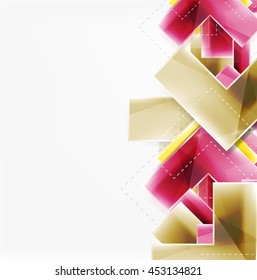 Arrow background. Vector web brochure, internet flyer, wallpaper or cover poster design. Geometric style, colorful realistic glossy arrow shapes with copyspace. Directional idea banner