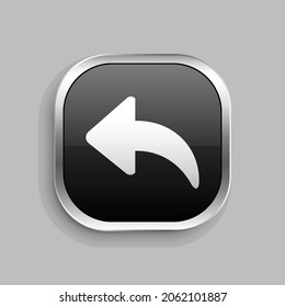 arrow backward icon design. Glossy Button style rounded rectangle isolated on gray background.. Vector illustration