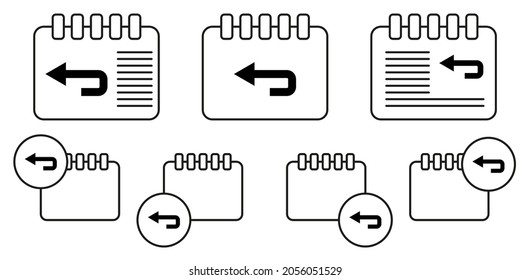 Arrow, backward vector icon in calender set illustration for ui and ux, website or mobile application