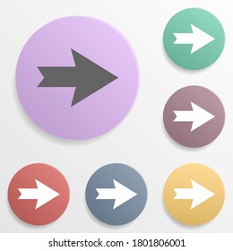 Arrow badge color set icon. Simple glyph, flat vector of arrows icons for ui and ux, website or mobile application