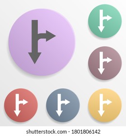 Arrow badge color set icon. Simple glyph, flat vector of arrows icons for ui and ux, website or mobile application