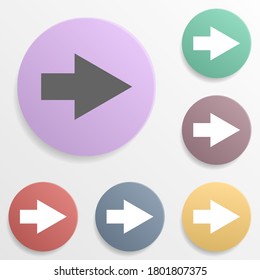 Arrow badge color set icon. Simple glyph, flat vector of arrows icons for ui and ux, website or mobile application