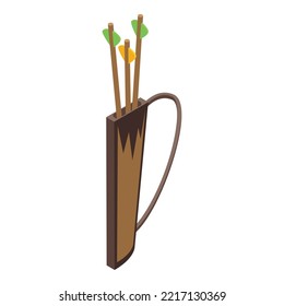 Arrow bag icon isometric vector. Sport archery. Game bow