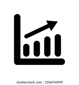 Pfeil- und Balken-Silhouettensymbol. Umsatzsteigerung in Unternehmen Vektorgrafik.
