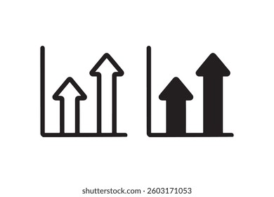 Arrow bar growth chart icon set Vector