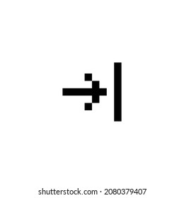 Pfeilleiste rechts Pixel perfekte Symbol Design. Flaches Design einzeln auf weißem Hintergrund. Vektorgrafik