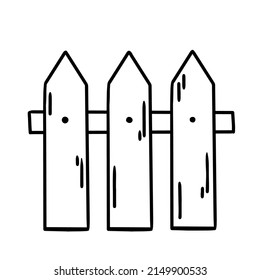 Arrow barrier doodle black and white scribble cartoon natural  fence. Wooden timber village rustic rural private territory vector monochrome planks.