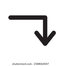 Arrow bent down corner icon illustration