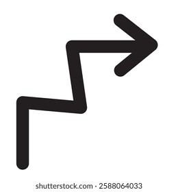 Arrow bent zigzag icon illustration