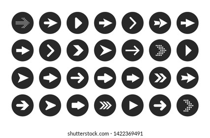 Arrow. Big collection of arrows in round shape. Vector arrows isolated on white background. Icons, signs for web design, interface design, apps, ui, software and more.
