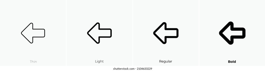 arrow big left icon. Thin, Light Regular And Bold style design isolated on white background