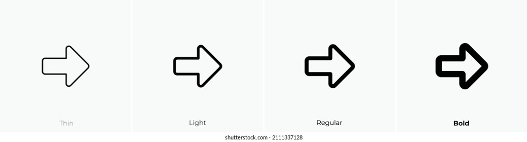 arrow big right icon. Thin, Light Regular And Bold style design isolated on white background