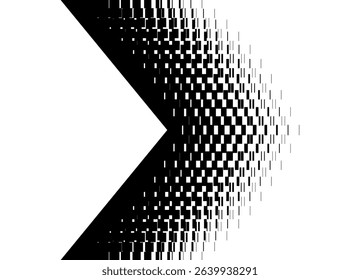 Arrow from black abstract pixels on white background. Vector pattern. Modern design element. Vector background for covers, advertising, packaging. Direction indicator, navigation