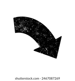 Arrow black hand drawn icon in grunge look