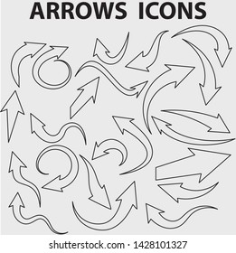 Arrow black icon set isolated on white background.EPS vector
