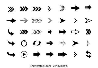 arrow black icon set. icon material for various arrows