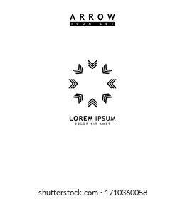 Arrow black icon set. Modern simple arrows. Vector illustration