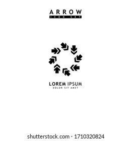 Pfeil schwarz Symbol Set. Pfeilsymbol. Arrow-Vektorillustration-Kollektion. Pfeil. Cursor. Moderne, einfache Pfeile. Vektorillustration