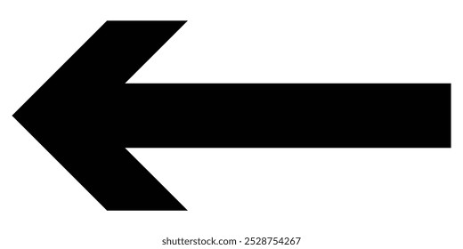 Arrow black pointer sign, big long direction arrow icon on white background.
