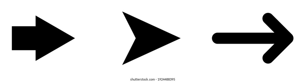 Arrow black vector icon. Arrows isolated. Three arrows in simple design. Vector illustration