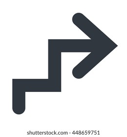 Arrow in black and white isolated icon, vector illustration.