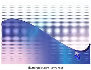 Arrow and blue abstract halftone background