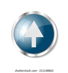 Arrow up blue  button or icon vector illustration