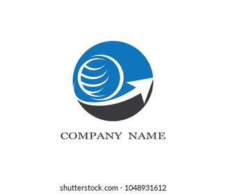 Arrow blue globe vector icon