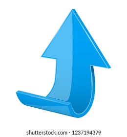 Arrow. Blue moving up 3d icon. Vector illustration isolated on white background