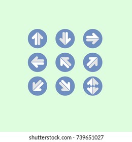 arrow blue set Icon on blue background. vector illustration. web. symbol
