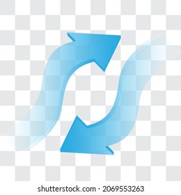 Arrow Blue Wave 3D On Grey Checkered Background Vector Illustration.