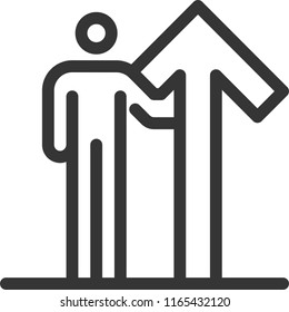 Arrow, bold line stick figure icon. The illustration is vector, editable stroke, 48x48 pixel perfect. Crafted with precision and eye for quality.