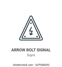 Señal de tornillo de flecha de riesgo de choque eléctrico en el icono del vector de contorno triangular. Señal de tornillo de flecha negra de línea delgada de riesgo de choque eléctrico en icono triangular, vector plano ilustración de elemento simple 