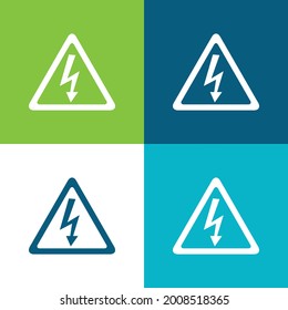 Arrow Bolt Signal Of Electrical Shock Risk In Triangular Shape Flat four color minimal icon set