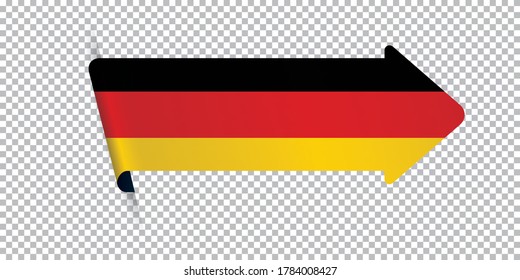 arrow bookmark banner with Germany flag on transparent background